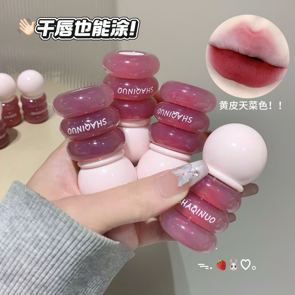 SHAQINUO Sakino Pink Mist Sweet Dream Lip Mud Silky Color Matte Matte Whitening ลิปสติก Velvet Lip Glaze * lyl#9