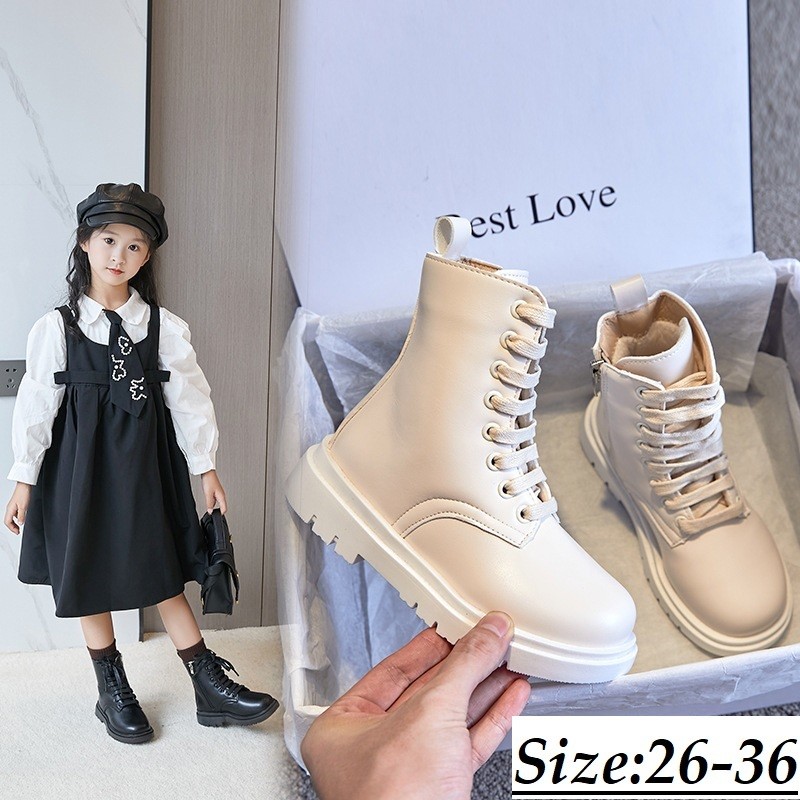 MAMA รองเท้าบูทสำหรับเด็ก ซิปข้าง ร้อยเชือกทรงเรียบๆ รุ่น TB358