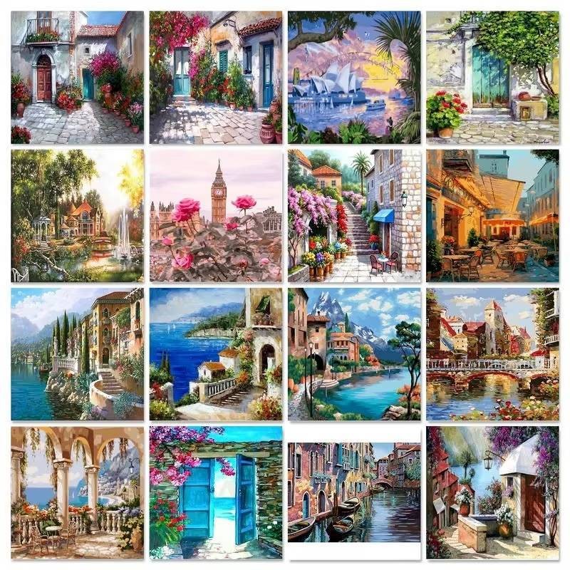 กันน้ํา Frameless Serene ภูมิทัศน์ภาพวาดสีน้ํามันธรรมชาติ Mountain Lake ทิวทัศน์ผ้าใบโปสเตอร์บ้านห้องนอน Wall Art