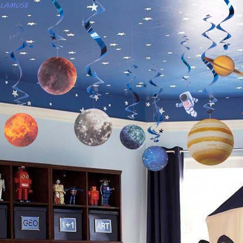 LAMUSE แขวน Swirl Outer Space Blast Off Birthday Party ปาร์ตี้ครอบครัวนักบินอวกาศตกแต่งเทศกาล Space 