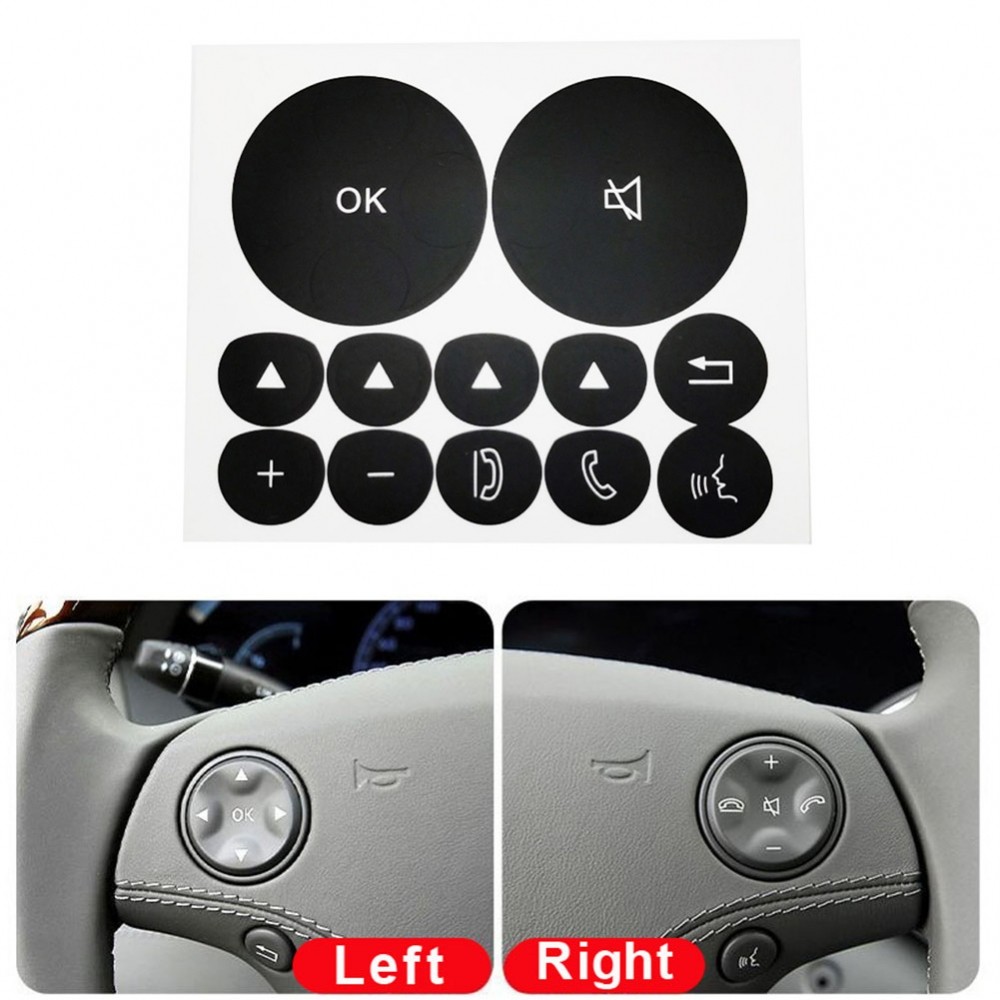 สําหรับ Mercedes-Benz W221 W222 06-09 พวงมาลัยสีดําปุ่มซ่อมสติกเกอร์