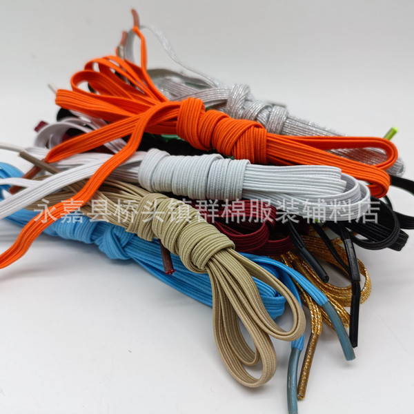 เชือกรองเท้า สายเชือกรองเท้า เชือกรองเท้ากลม เชือกผูกรองเท้าขี้เกียจยืดหยุ่นสูง Laces ฟรี Laces พร้อ