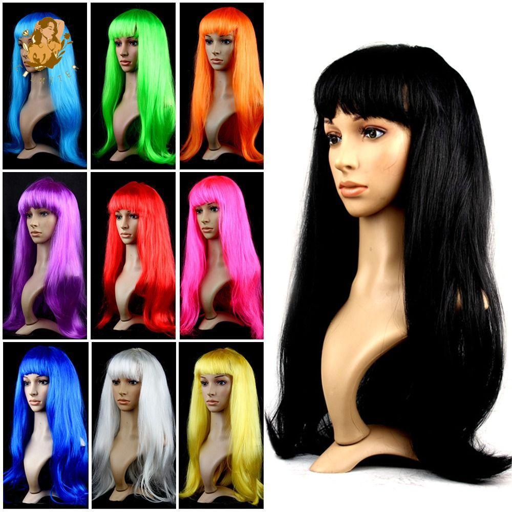 BACKSTAGEREAT Long Straight Wig เสื้อผ้าผู้หญิง Middle Score แฟชั่นร้อนผมหนา Dazzle ผมยาว