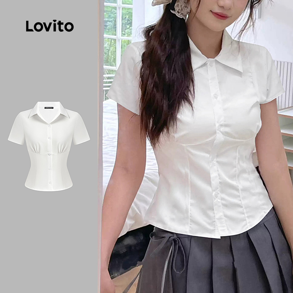 Loovito Short Sleeves Slim-fit เสื้อแคบเอว BLB156TD148