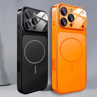 Frosted Glass Matteเคสโทรศัพท์แม่เหล็กสําหรับiPhone 17 16 15 14 13 Pro Max 17 AIR Ultra-บางกล้องหน้าต่างขนาดใหญ่พรีเมี่ยมPC + แก้วกันกระแทกไร้สายชาร์จกรณีสีเดิม