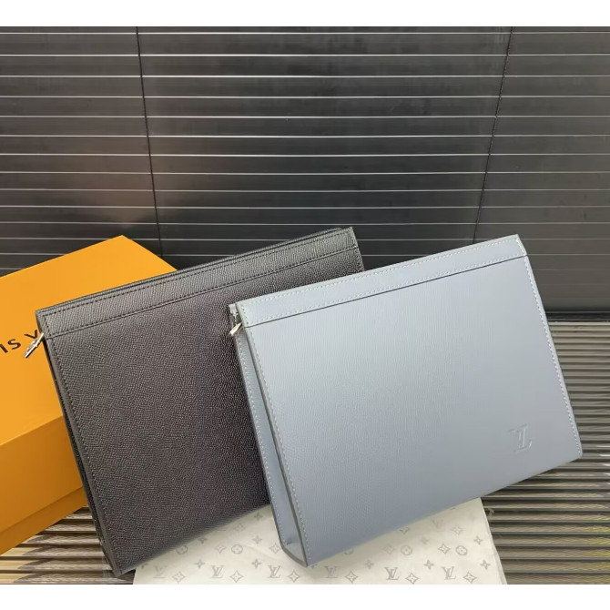[กล่องของขวัญ] แฟชั่น Lv POCHETTE VOYAGE Wallet หนังคุณภาพสูง Casual Mens Clutch