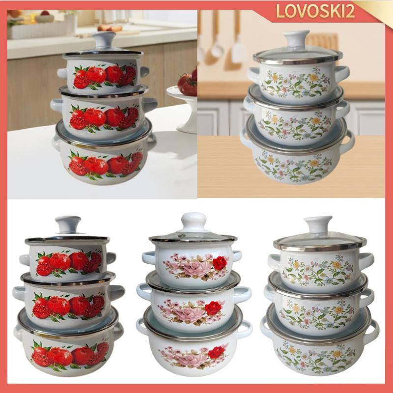 [Lovoski2] 3 ชิ้นแบรนด์ ENAMELPOT พร้อม POSS PORTABLE POSTS FLATS POSS POT ENAMEL POT