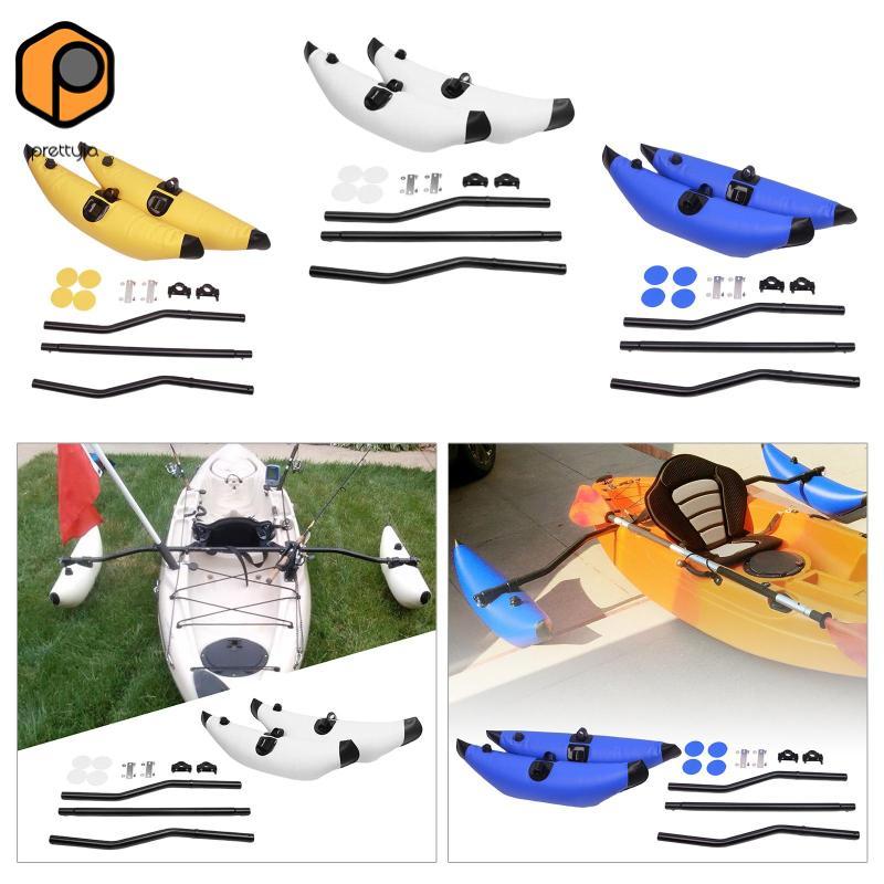 Prettyia Kayak Stabilizer Kit: พาย inflatable outrigger floats กับแท่งเสริมความเสถียรและแพตч์ซ่อม