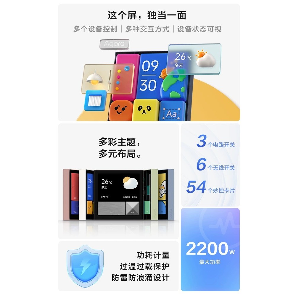 Aqara ข้าวสีเขียวสมาร์ทสวิทช์ s1e Magic Control HomeKit ไร้สาย Mijia Central Touch Screen Display แผ