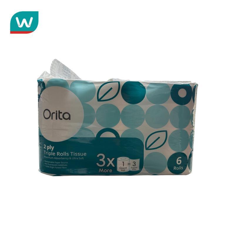 Orita โอริต้า กระดาษทิชชูม้วน ทริปเปิ้ลโรล 1แพ็ค (ความยาว 50เมตร/ม้วน บรรจุ 6 ม้วน)