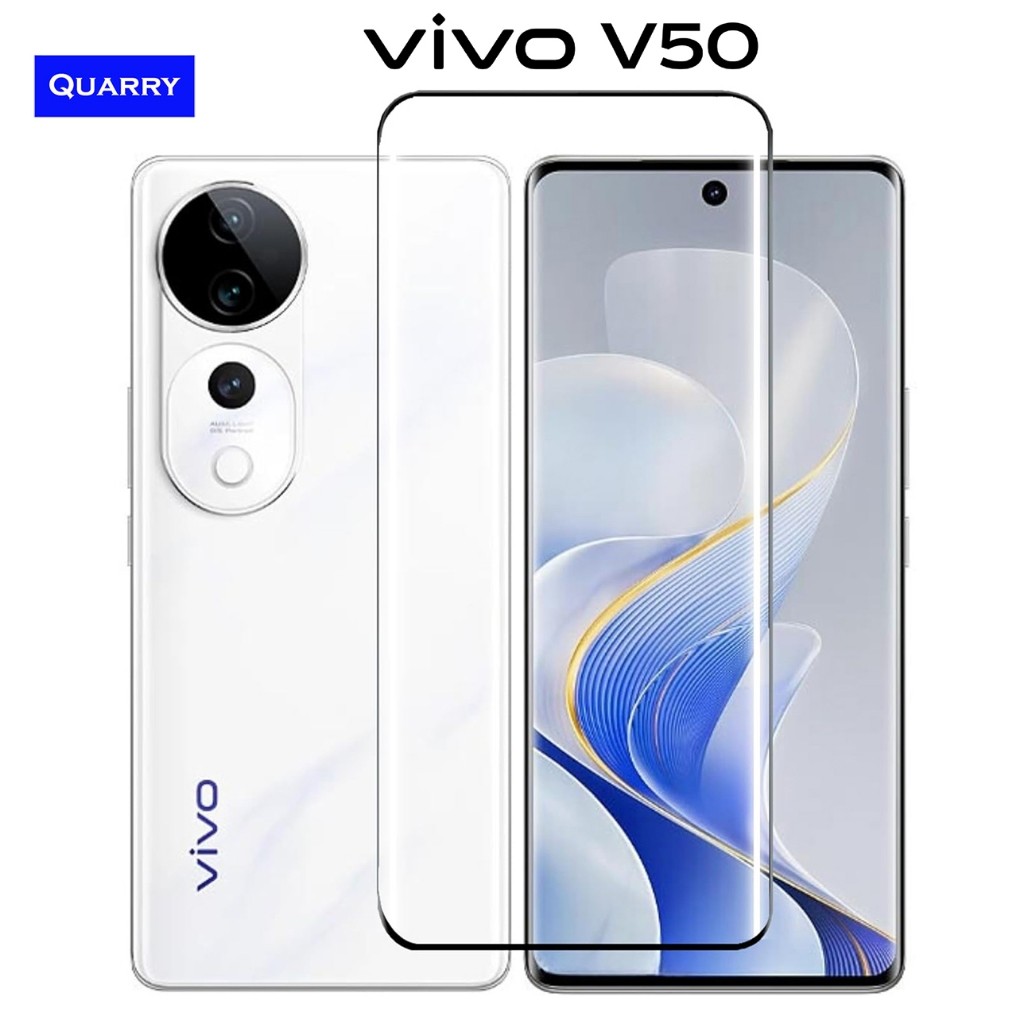 ✨ QUARRY ฟิล์มกระจกจอโค้งกาวเต็ม Vivo V50 / V50 Pro ฟิล์มกระจกกันรอย Vivo V50 Screen Protector