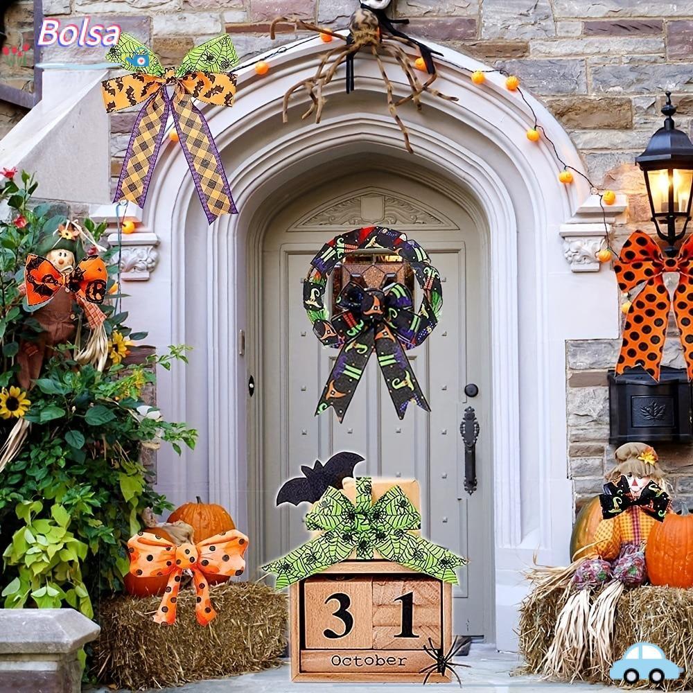 BOLSA 5Yards Ribbon, Spider 5Yards DIY เย็บหัตถกรรม,อุปกรณ์ตกแต่งฮาโลวีน Pumpkin Dot พิมพ์ริบบิ้นทํา