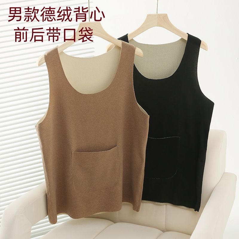 เสื้อกั๊กอุ่นกํามะหยี่สําหรับผู้ชายพร้อมกระเป๋าที่ด้านหน้าและด้านหลัง wjz.my20251020