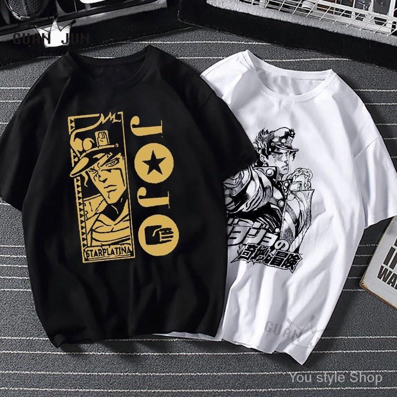 การออกแบบสร้างสรรค์ สไตล์ฮาราจูกุJojo Bizarre Adventure T-Shirt Men Camiseta T Shirt Fashion 80s 90s