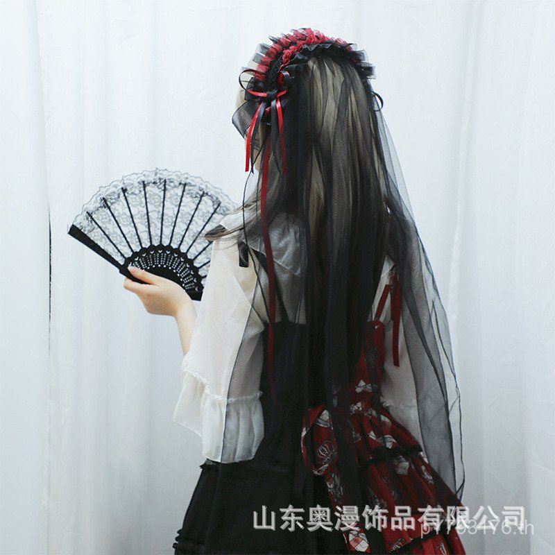 ผม Band Gothic ผมวงชา Party All-Match Headwear Elegant Lolita Veil Original Gorgeous Rose Dark Lolit