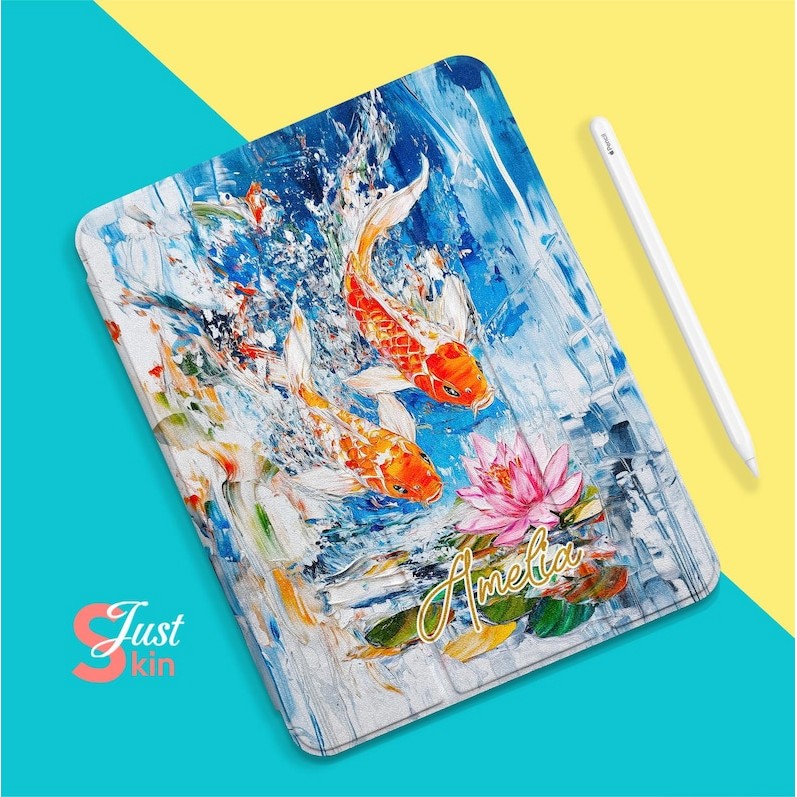 Koi Leaping Over Lotus เคส iPad สําหรับ iPad 10 Air 5 4 3 2 1 Pro 12.9 11", 10.5 10.2 9.7" 5 6 7 8 9