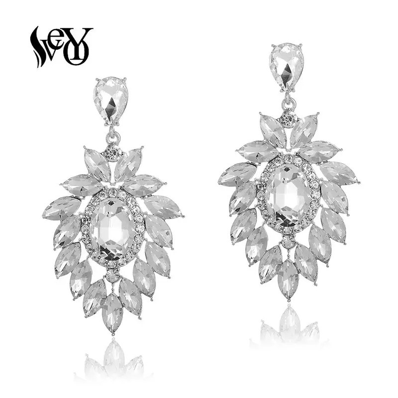 VEYO Elegant Crystal Bridal Wedding Dress Dangle Earings for Women Fashion Jewelry New 2025