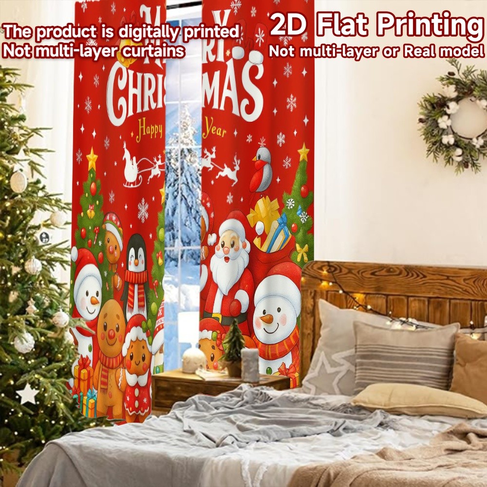 แนะนำ ผ้าม่าน ผ้าม่านพิมพ์ลาย Festive Cheer ขนาด 2 ชิ้น สำหรับตกแต่งบ้าน เหมาะสมกับห้องนอนและพื้นที่มีชีวิตต่าง ๆ ราคาพิเศษ มีเก็บเงินปลายทาง