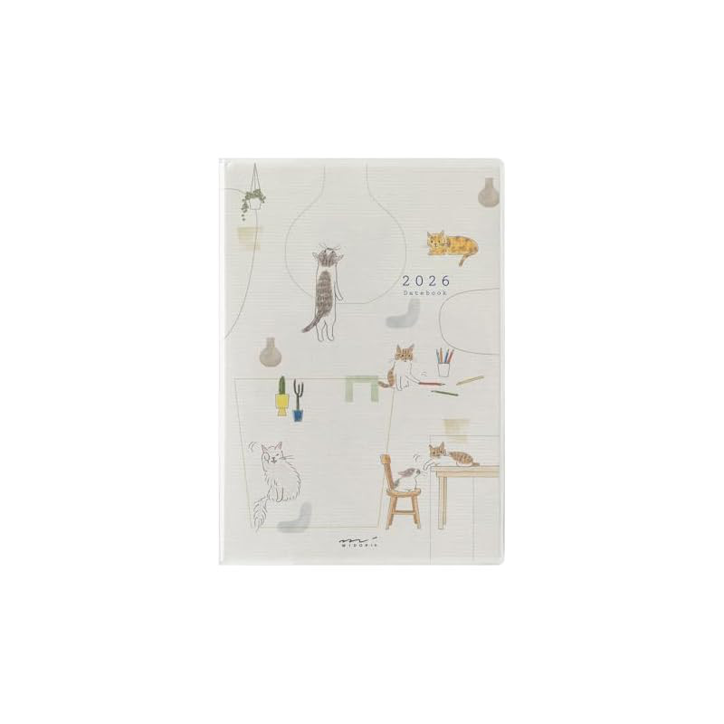 Midori Pocket Diary 2026 B6 Weekly Cat Pattern 22373006 (Starts January 2026)