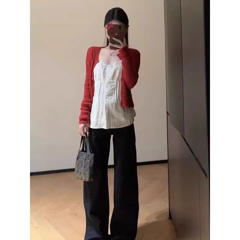 ทั้งชุด OOTD ชุดสไตล์ฝรั่งเศส พร้อมคาร์ดิแกนและกางเกงลายสวย