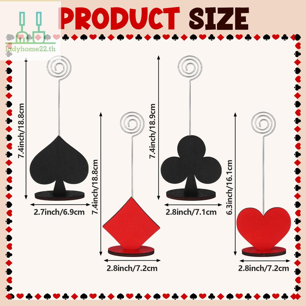 DOULLADY 12 ชิ้น Casino Party Table Number Holders Poker Shaped Card Holders Casino Place Card Holde