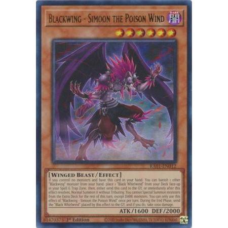 [การ์ด Yugioh UK]Blackwing - Simoon the Poison Wind - RA01-EN012 - หายากเป็นพิเศษ