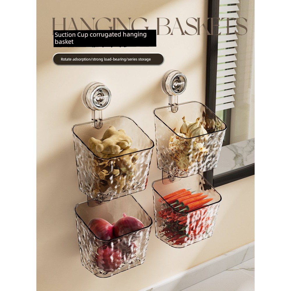 ที่คว่ำจาน วางแก้วกาแฟ Suction cup bawang, halia, kotak penyimpanan bawang putih, rak dapur yang dip