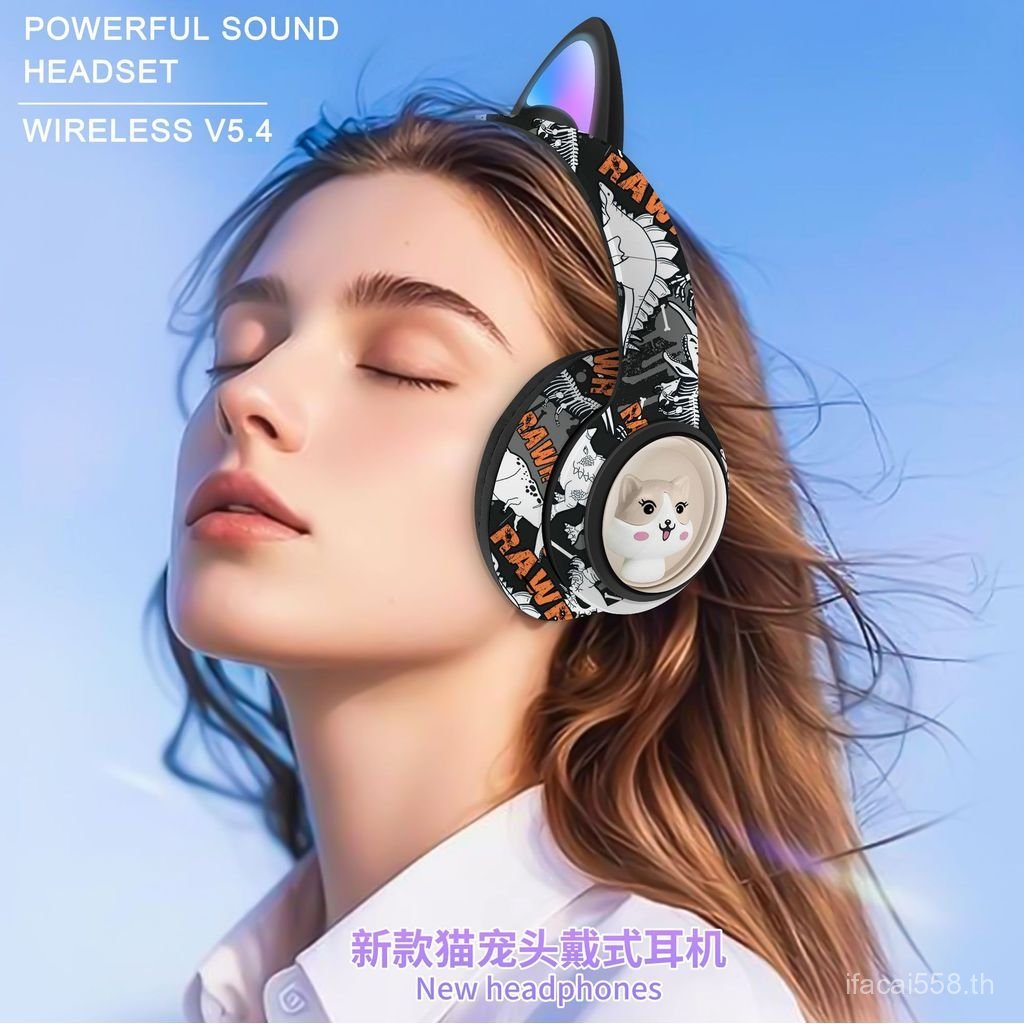 AKZ-37 Creative Graffiti Camouflage ชุดหูฟังชุดหูฟังบลูทูธชุดหูฟังไร้สายการ์ด FM ขายร้อน