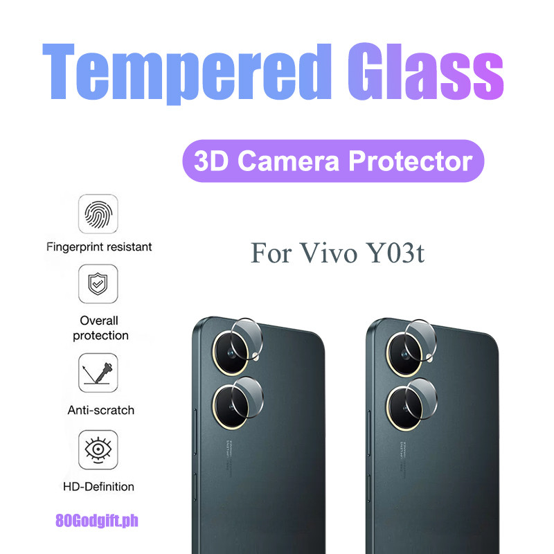 2 ชิ้น 3D เลนส์ฟิล์มสําหรับ Vivo Y03t 9H 8K กล้องฟิล์มแก้วสําหรับ Vivo Y03t Y03 Y04 Y19s Pro Y19 Y18