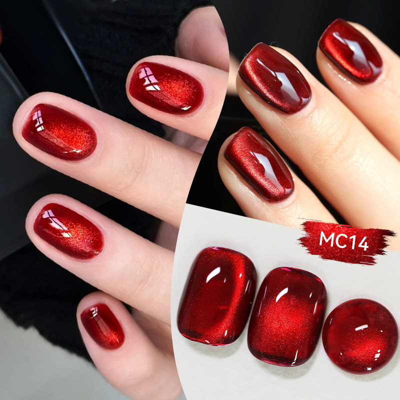 LILYCUTE 7ml แมวสีแดงแม่เหล็กเล็บเจล Soak Off สีสัน Ruby UV เจลผลไม้ Series CatEyes เจลเล็บเคลือบเงา