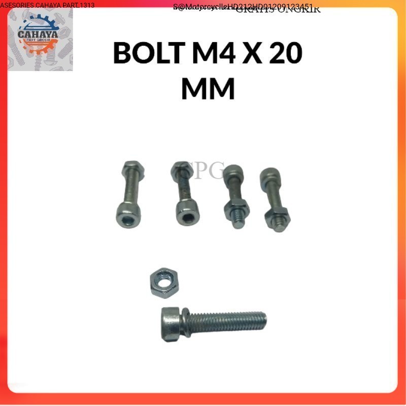 BOLT NUT L M4 X 20 BOLT 7 RING PERMANENT ใหม่ยานยนต์ Cc Part Y1