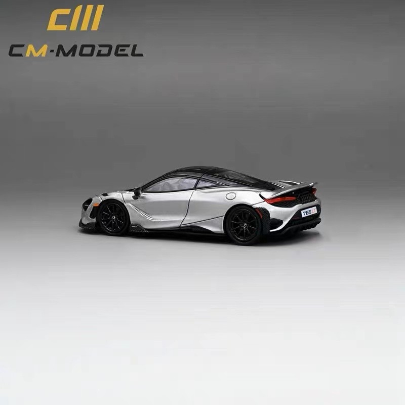 Pre-CM รุ่น 1/64 Mclaren Mclaren Authorized 765LT Supercar โมเดลรถอัลลอย สีเงิน
