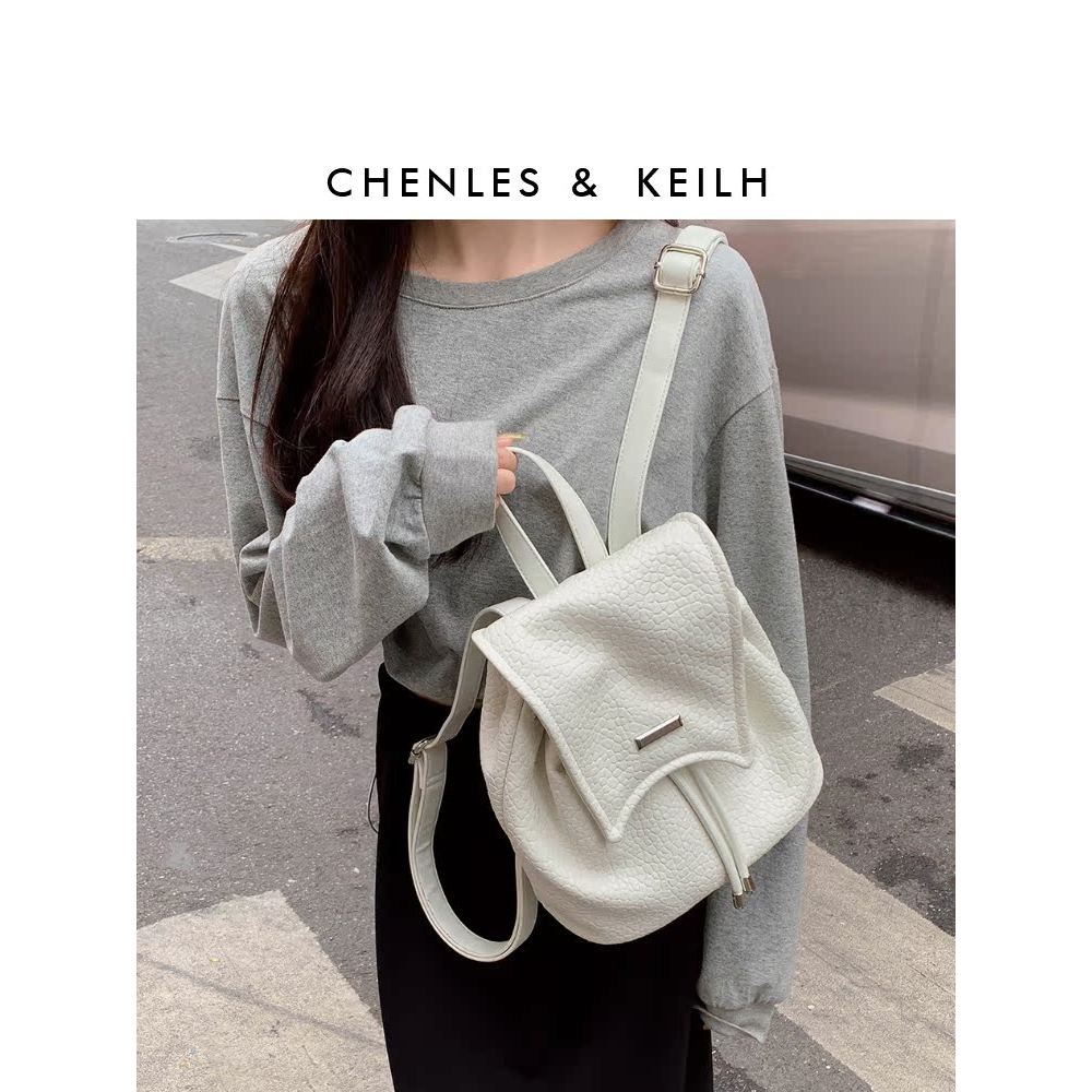 CHENLES & KEILH Niche High-End กระเป๋าเป้สะพายหลังหนังนุ่มผู้หญิง 2023 สไตล์ใหม่ความจุขนาดใหญ่กระเป๋