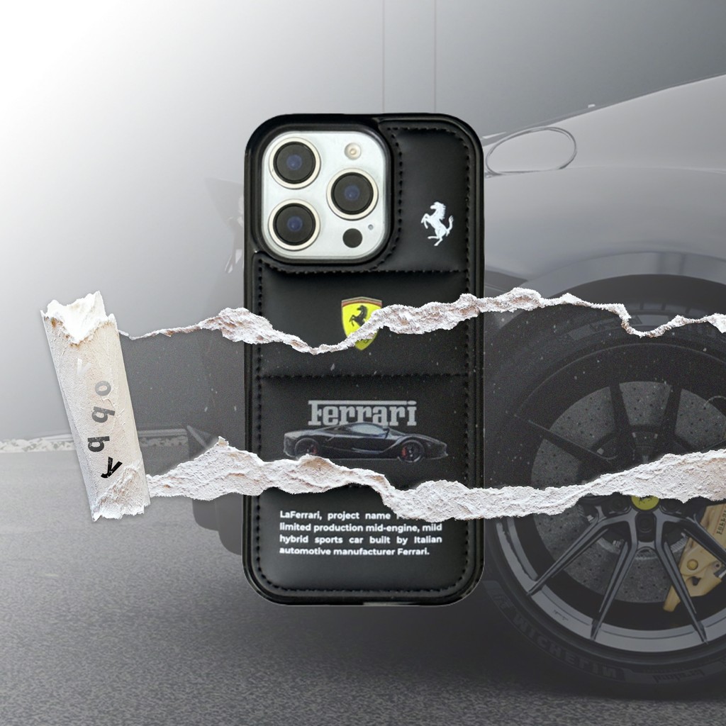 รถแข่ง Ferrari Label Down Jacketเคสโทรศัพท์แบบแข็งเหมาะสําหรับIPhone17 AIR 17Pro 16 16P 16PM Plus 16E 15 15P 15PM 14 14P 13P 13PM 12 12PM 11P 11P 11PM X 7P XR MAX