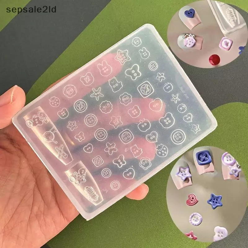 (seps) แม่พิมพ์เพ้นท์เล็บซิลิโคน 3D คละรูปแบบปุ่มขนาดเล็กยืดหยุ่นเครื่องมือทําเล็บแบบใช้ซ้ําได้สําหรับ DIY Nail Charm Salon Nails (TH)