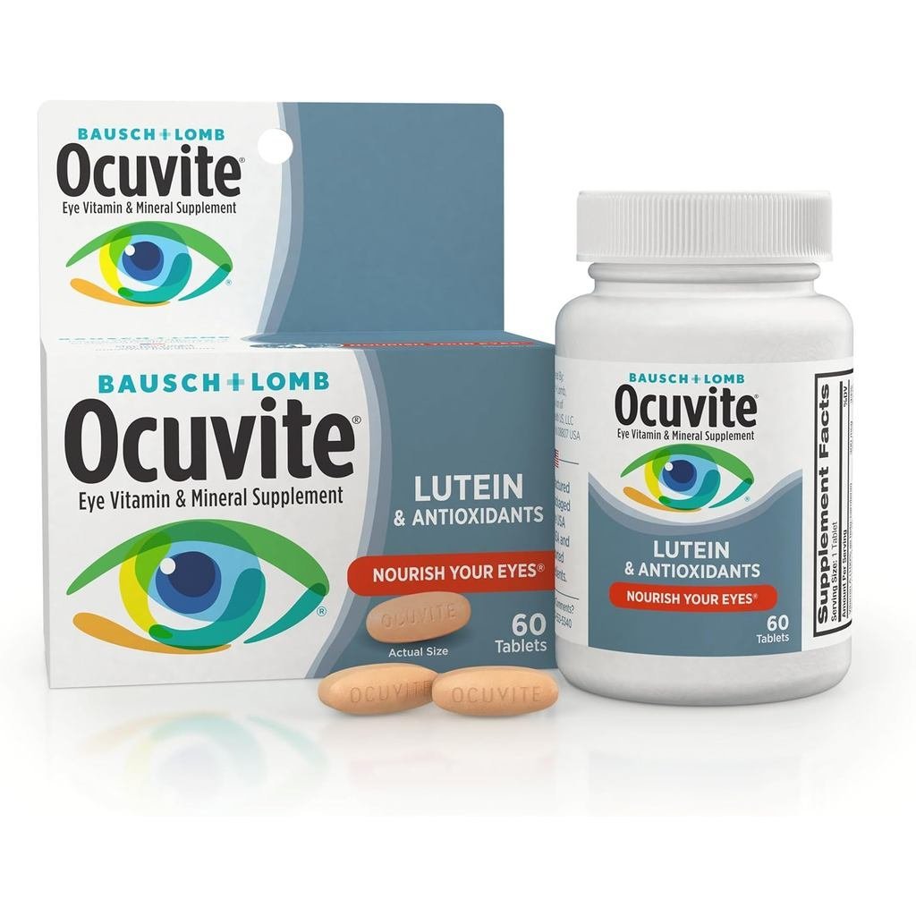 Bausch & Lomb Ocuvite Eye อาหารเสริมวิตามินและแร่ธาตุ บรรจุสังกะสี วิตามิน A C E และ Lutein สีชมพู 6