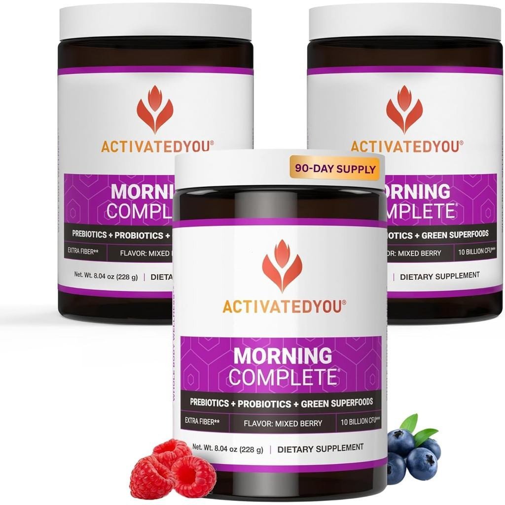 เริ่มต้นวันของคุณขวา: ACTIVATEDYOU Morning Complete 3 แพ็คสําหรับ Gut Balance & พลังงานต่อเนื่อง 0NW