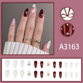 A3163 BOX 24ชิ้นเล็บฝรั่งเศสเล็บปลอมชุดด้วยกาวอะคริลิเล็บเต็มปลาค็อด
