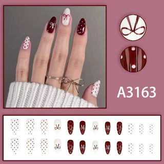 A3163 BOX 24ชิ้นเล็บฝรั่งเศสเล็บปลอมชุดด้วยกาวอะคริลิเล็บเต็มปลาค็อด