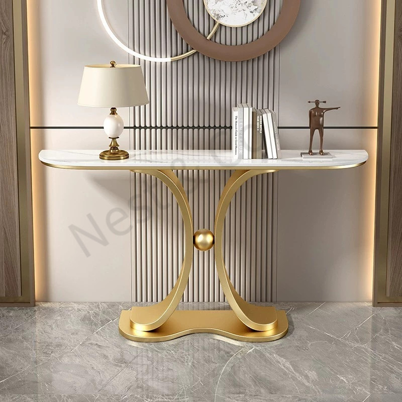 Rock Slab Foyer Table,Simple Wall Facing Foyer Counter,ทางเข้าห้องโถง,ระเบียงห้องนั่งเล่น,Modern End