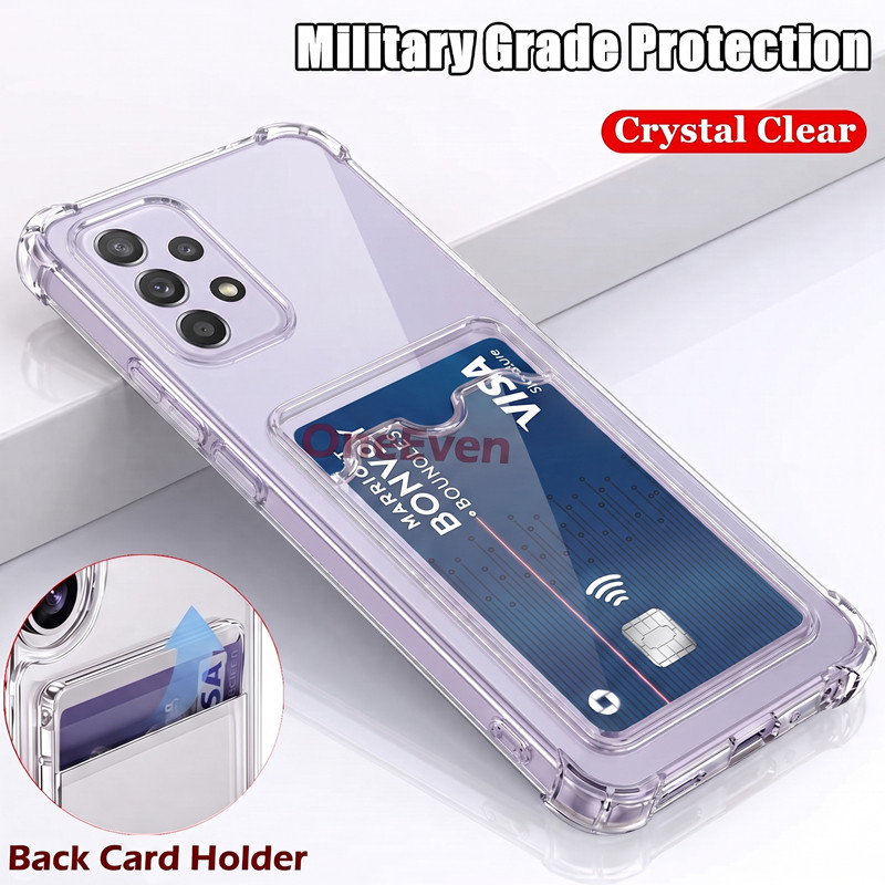 Built-in Card HolderFor Samsung Galaxy A32 5G 6.5 นิ้ว SM-A326B A326BDS Slim โปร่งใสกระเป๋าสตางค์ซิล