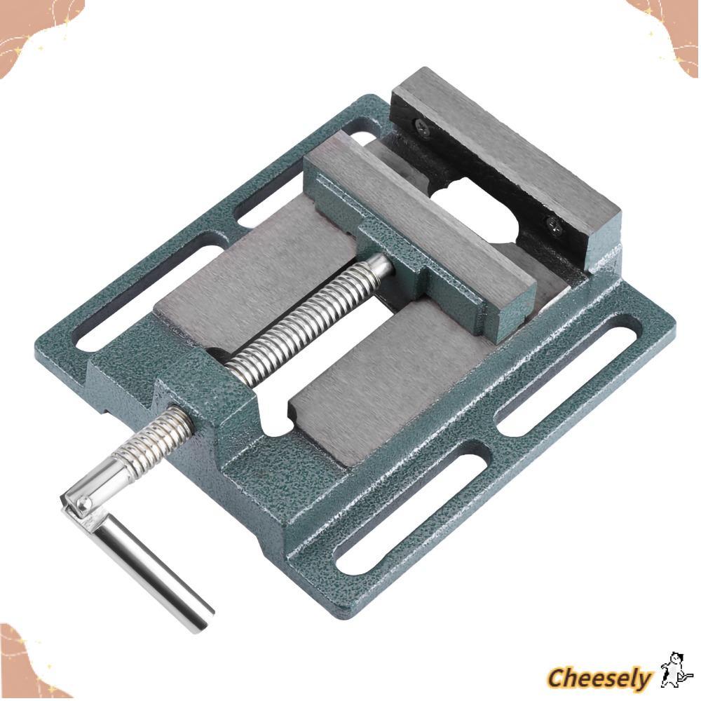 CHEESELY เจาะกด Vice, Multi-Groove Vice Jaw Pads เหล็กหล่อ Milling Vice, Professional Heavy Duty 4 "