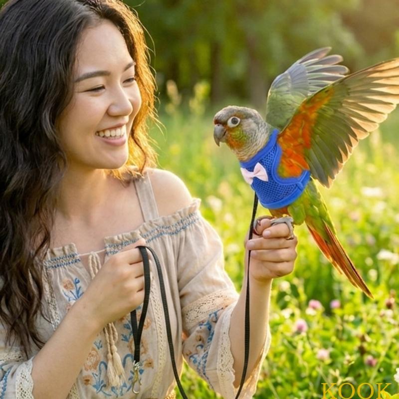 Safe Comfortable Bird Harness Vest Leash Flight Suit For Parrots Secure Outdoor