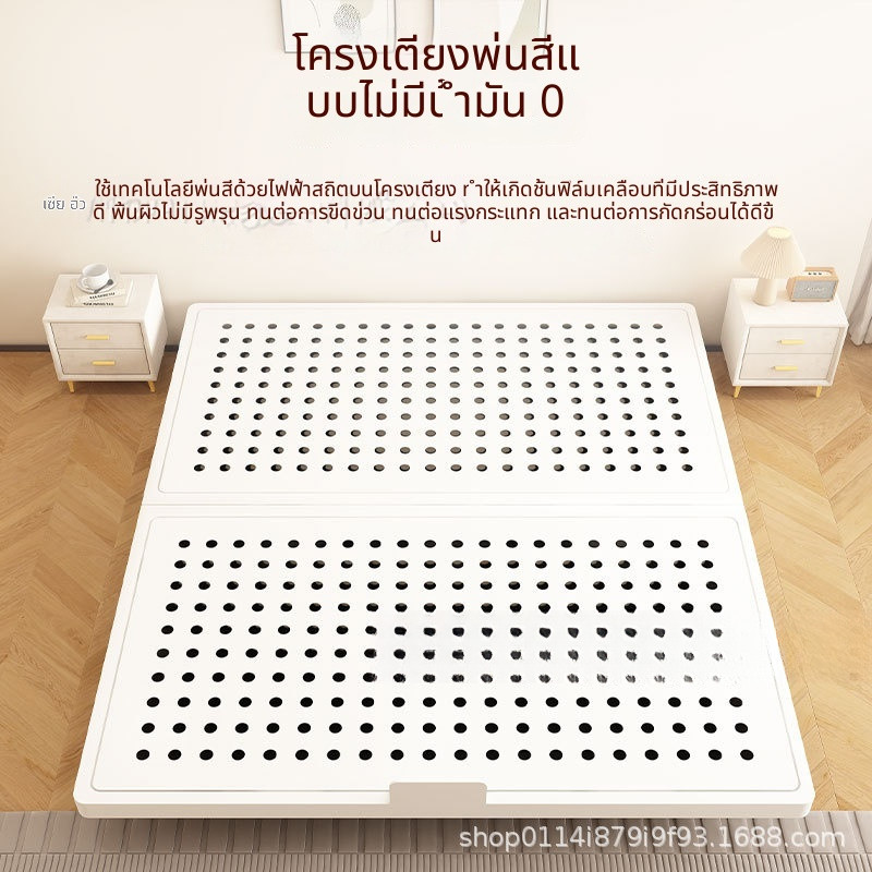 11-21เตียงลอยเหล็ก ใช้ในห้องนอนหลัก เตียงคู่ แข็งแรง หนาพิเศษ ดีไซน์ทันสมัย ทนทาน WY3E
