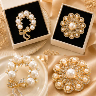 คริสตัลเพิร์ลเข็มกลัดคอลเลกชัน Rhinestone Statement Pins เครื่องประดับแฟชั่น 18 รูปแบบ