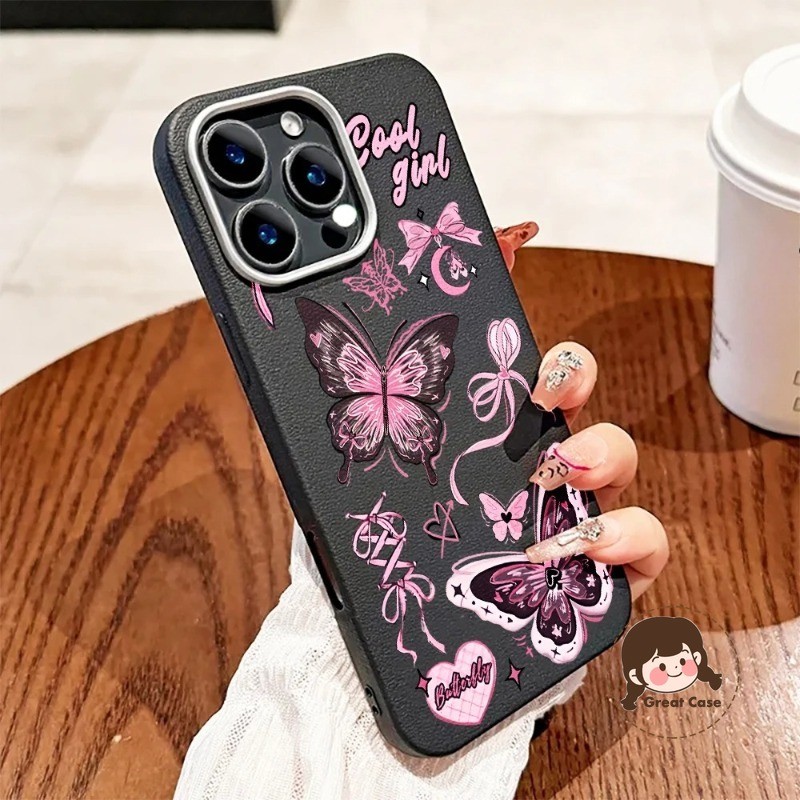 Cool สีดําสีชมพูผีเสื้อเคสโทรศัพท์สําหรับRealmeหมายเหตุ 80 70 60 50 P1 Pro GT Master Q5i U1 6 5 Pro 