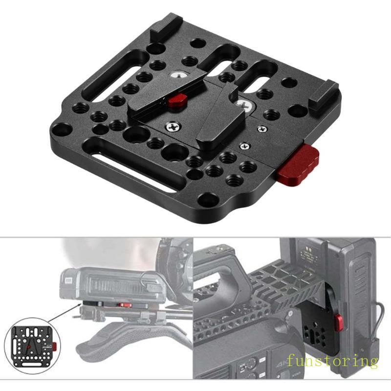 FUN Durability แผ่นยึดกล้อง V ล็อคอินเทอร์เฟซ V Mount Plate 32 สกรูรูเหมาะสําหรับ FS7Camera