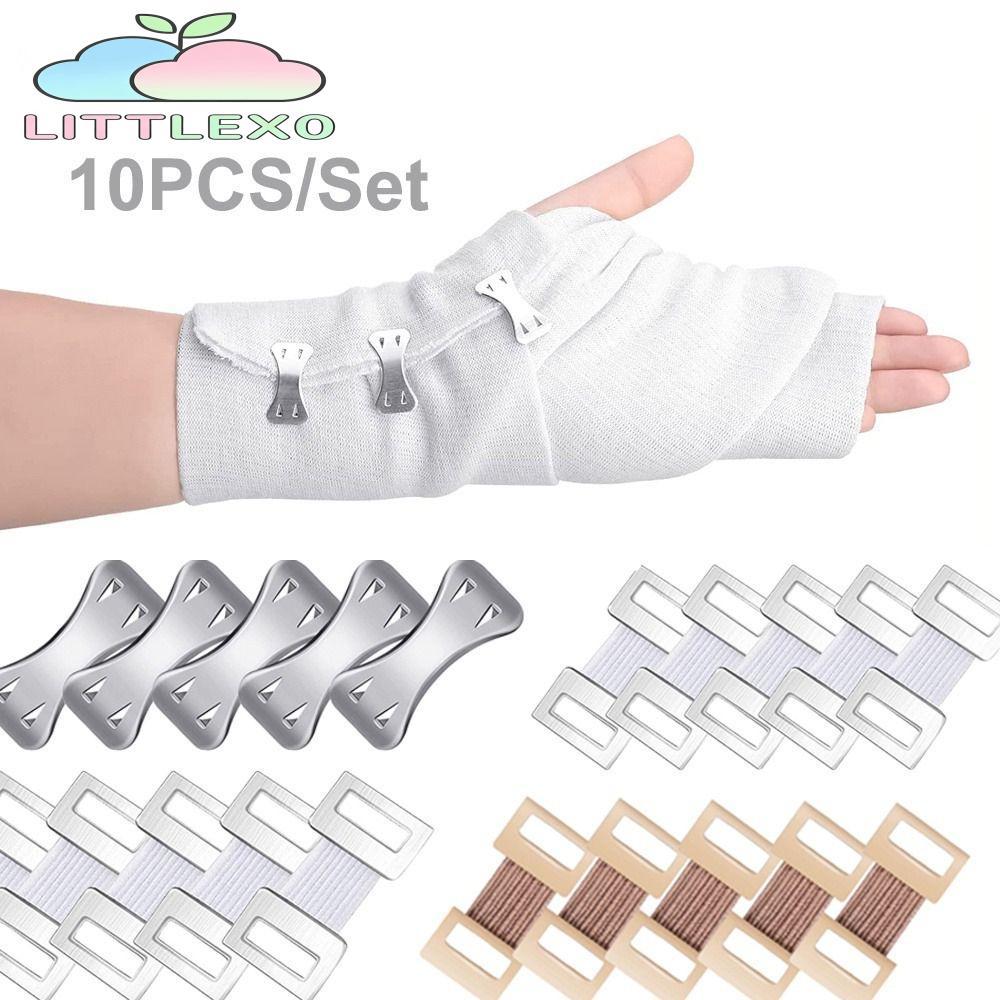 LITTLEX 10PCS คลิปผ้าพันแผลยืดหยุ่น, สีขาวสีน้ําตาลเงินเปลี่ยนผ้าพันแผลเปลี่ยนคลิป, อุปกรณ์เสริมอลูมิเนียมโลหะยืดหยุ่นโพลีเอสเตอร์