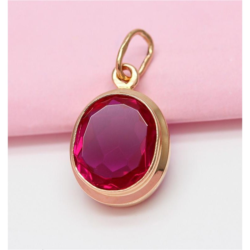 Kamasana รัสเซีย 585 สร้อยคอทองคําสีม่วงทับทิมจี้สุภาพสตรีหรูหราแฟชั่นชุบ 18K Rose Gold ชุดโซ่