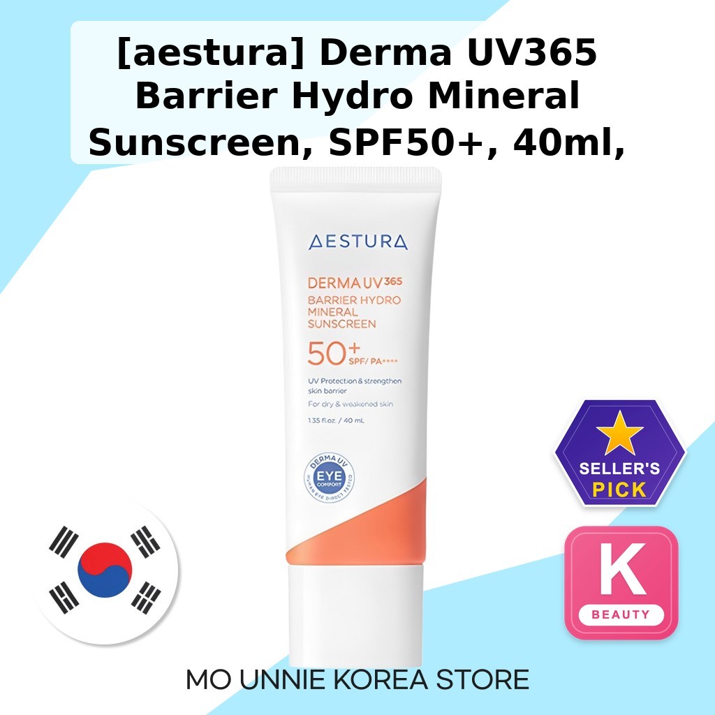 [aestura] Derma UV365 Barrier Hydro Mineral Sunscreen, SPF50+, 40ml, 1pc / Korean Sunscreen SPF50 by